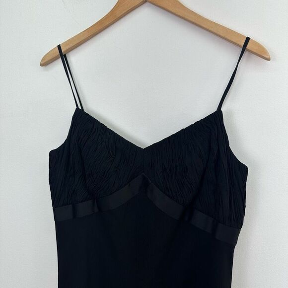 Ann Taylor Loft Women’s Vintage Black Silk Spaghetti Strap Knee length Slip Dres - Picture 5 of 9